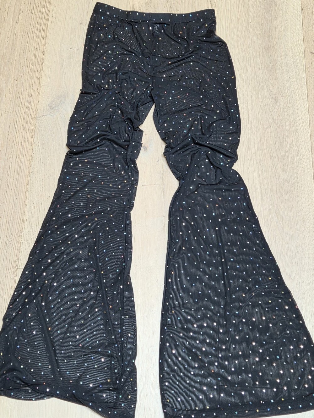Motel Rocks Sheer Mesh Glitter Flare Pants Festival Rave Small